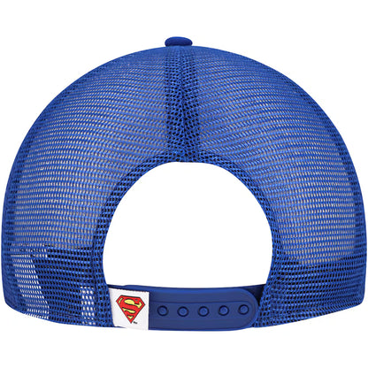 Blue mesh cap with Superman logo on a white background