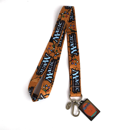 Lanyard with 'Magic: The Gathering' branding on an orange background