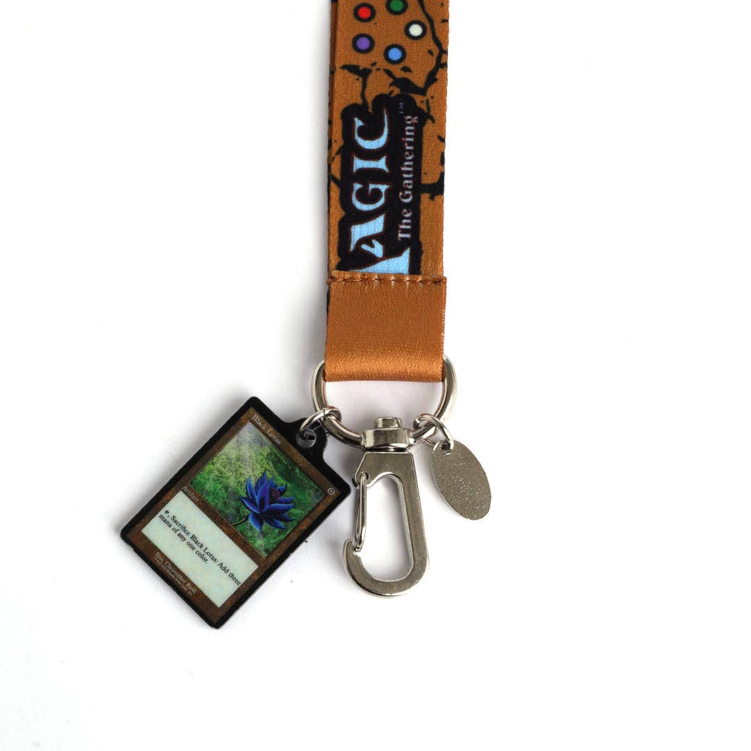 Lanyard with keychain and card holder featuring 'Magic: The Gathering' branding on a white background.