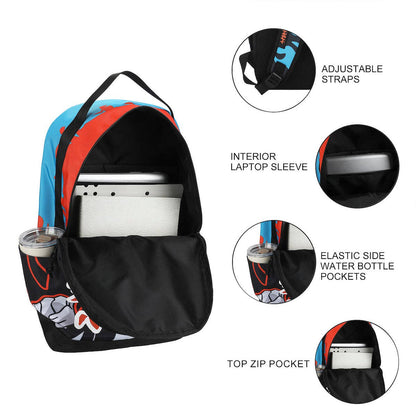 Blue Backpack with Naruto Shippuden anime character design and kanji on a white background