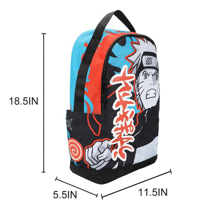 Blue Backpack with Naruto Shippuden anime character design and kanji on a white background
