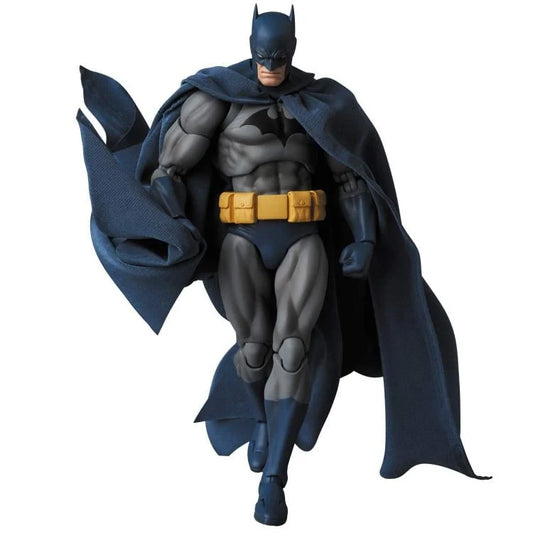 Mafex 105 Batman action figure with cape and yellow belt on a white background