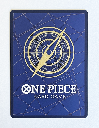 One Piece card game packaging with compass design on blue background