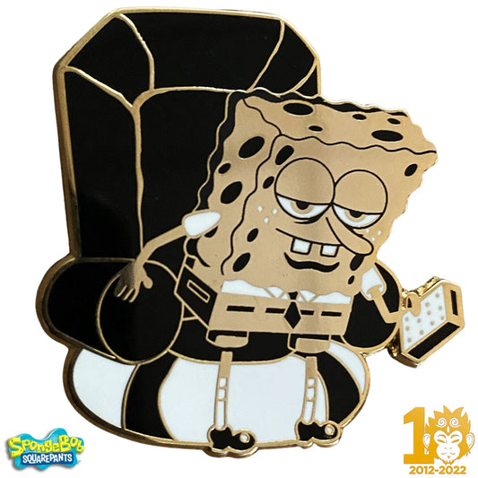 Gold and black enamel pin of ZMS 10th Anniversary: Ight Imma Head Out - SpongeBob SquarePants Pin available at ChimpLoot.com