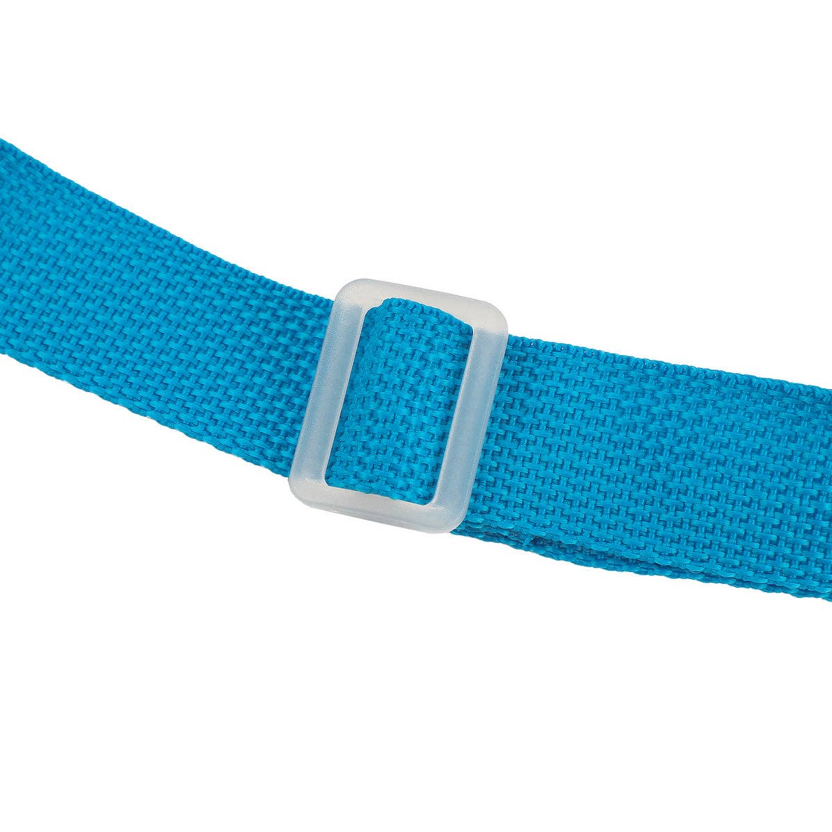 Blue belt with a silver buckle on a white background
