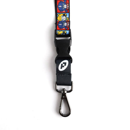 Lanyard with Transformers chibi cartoon characters pattern on a white background